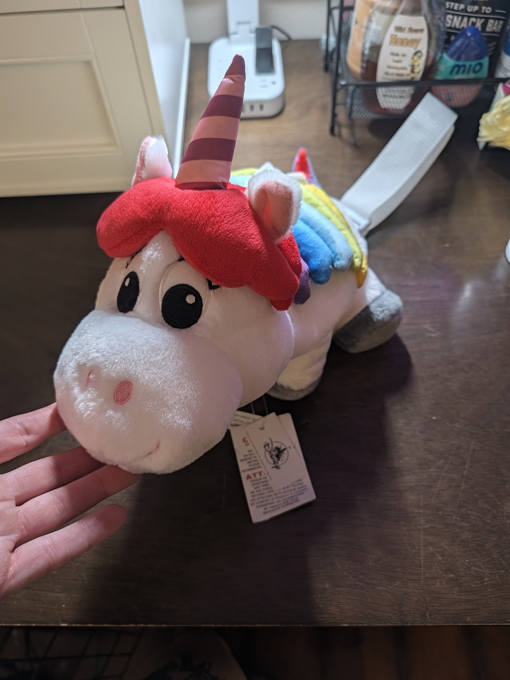 NWT Disney Parks Inside Out Rainbow Unicorn Plush Crossbody Sling Bag